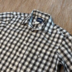 Wrangler Classic Black White Plaid Pearl Snap Button Down GUC Med *see details